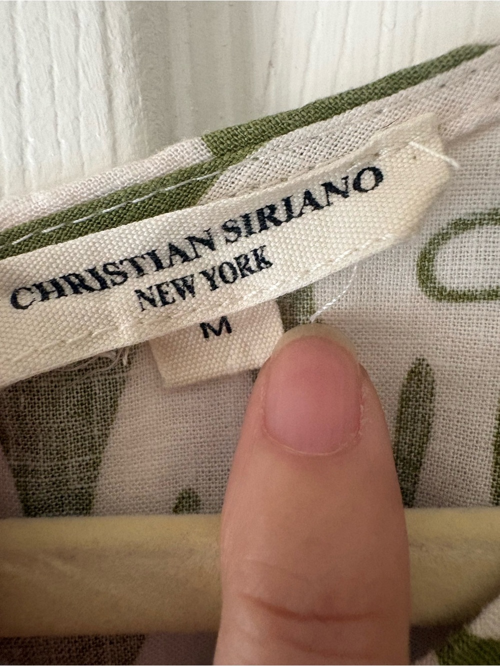 Christian Siriano Olive & Cream Patterned Flutter Sleeve Top - Picture 2 of 11